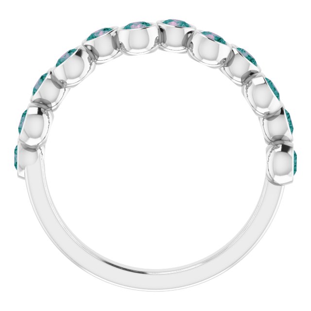 14K White Lab-Grown Alexandrite Bezel-Set Ring