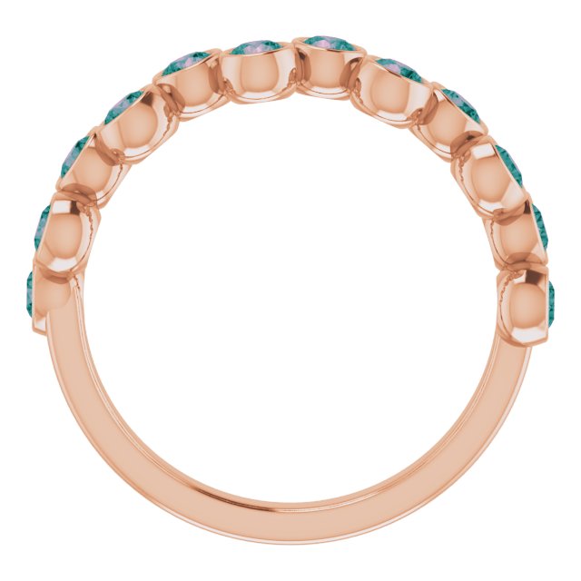 14K Rose Lab-Grown Alexandrite Bezel-Set Ring