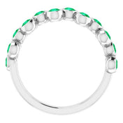 14K White Lab-Grown Emerald Bezel-Set Ring