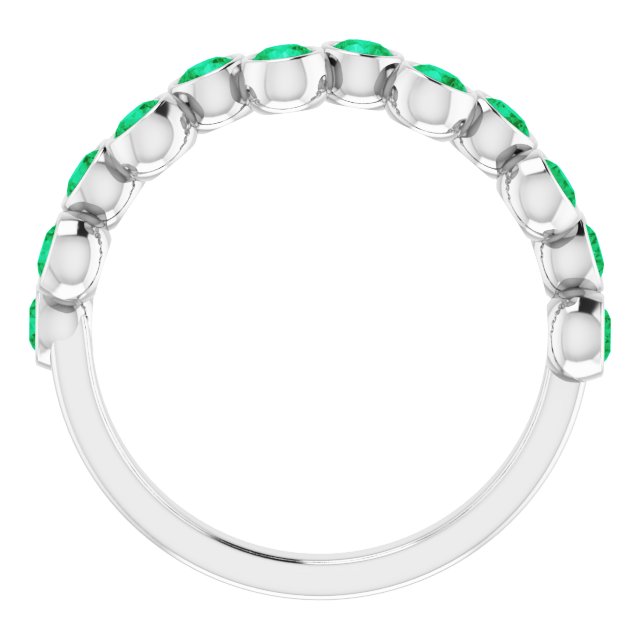 14K White Lab-Grown Emerald Bezel-Set Ring