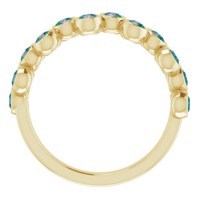 14K Yellow Lab-Grown Alexandrite Bezel-Set Ring