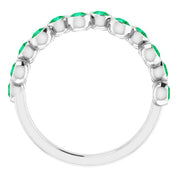 Platinum Lab-Grown Emerald Bezel-Set Ring