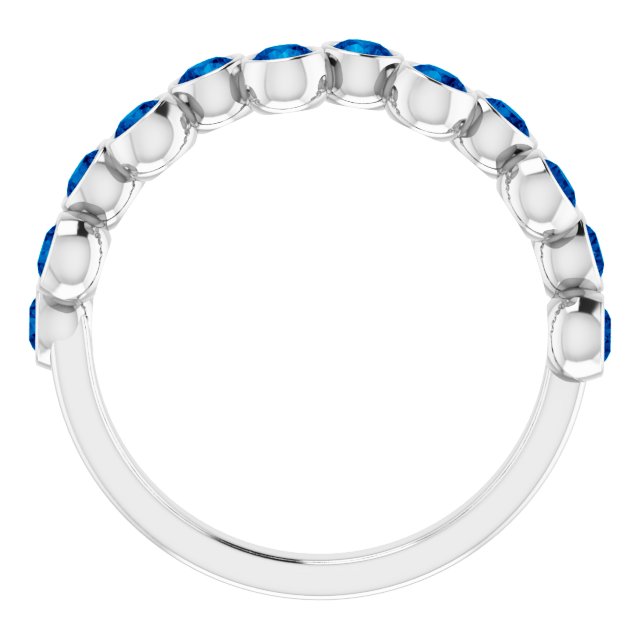 Platinum Lab-Grown Blue Sapphire Bezel-Set Ring
