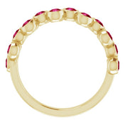 Abstract Bubble Pattern Gemstone Anniversary Band Bezel-Set Ring series 71894