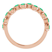 14K Rose Lab-Grown Emerald Bezel-Set Ring