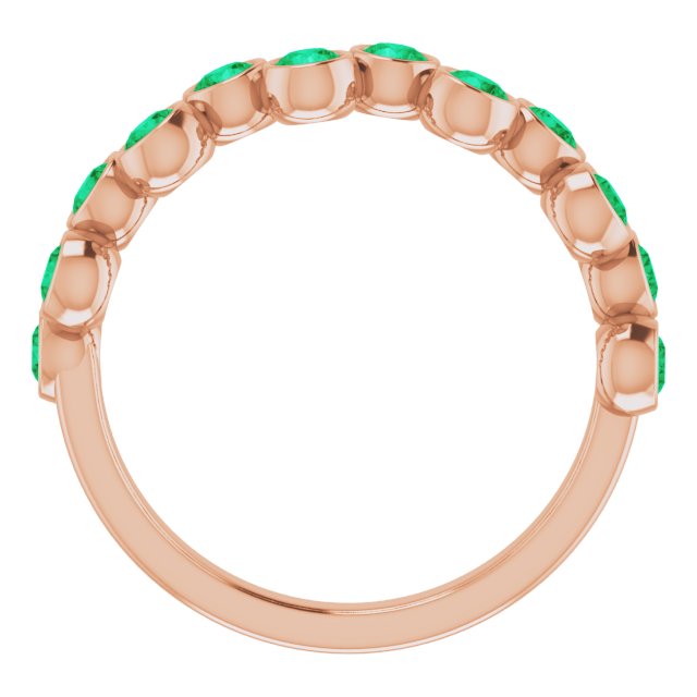 14K Rose Lab-Grown Emerald Bezel-Set Ring