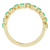14K Yellow Lab-Grown Emerald Bezel-Set Ring