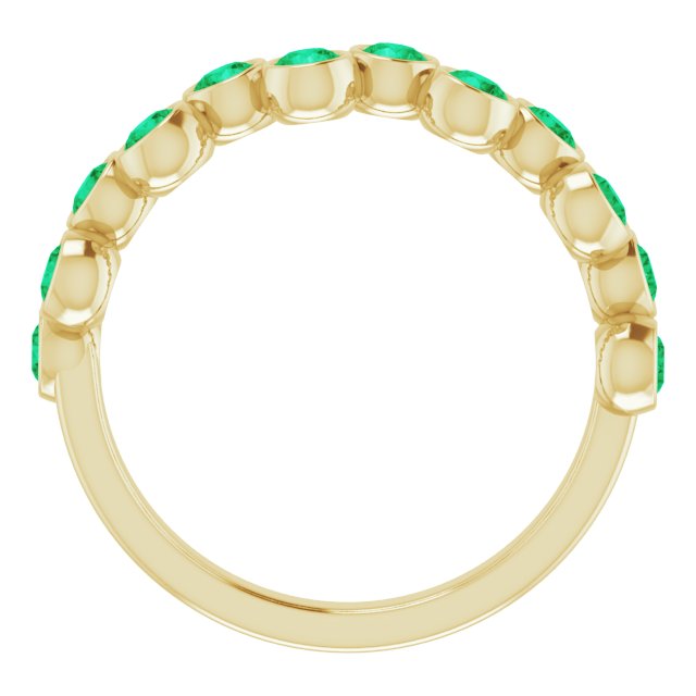 14K Yellow Lab-Grown Emerald Bezel-Set Ring