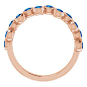 14K Rose Lab-Grown Blue Sapphire Bezel-Set Ring