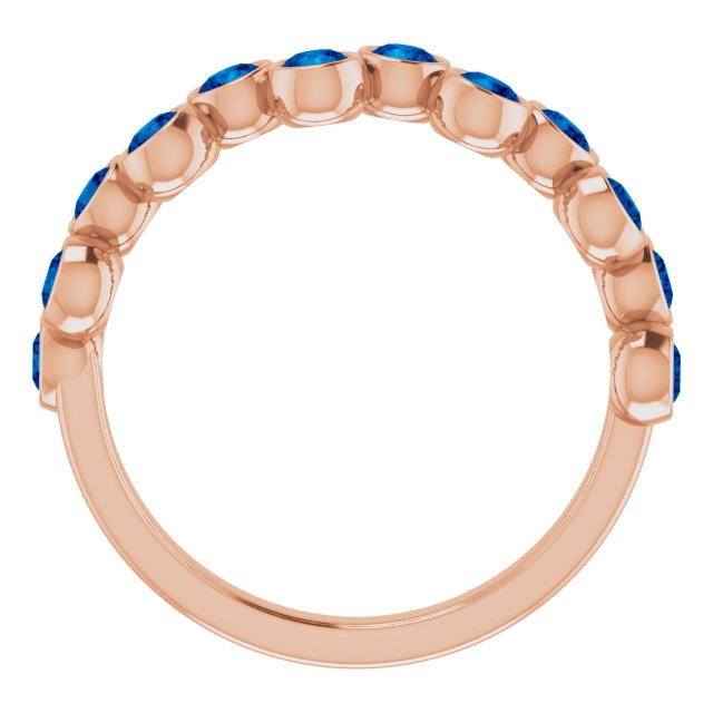 14K Rose Lab-Grown Blue Sapphire Bezel-Set Ring