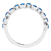 Sterling Silver Lab-Grown Blue Sapphire Bezel-Set Ring