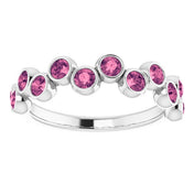 Abstract Bubble Pattern Gemstone Anniversary Band Bezel-Set Ring series 71894