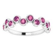Abstract Bubble Pattern Gemstone Anniversary Band Bezel-Set Ring series 71894