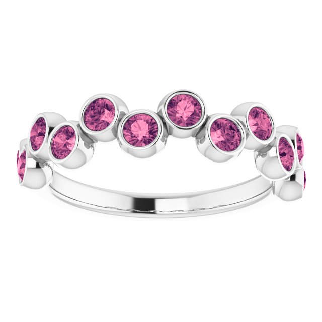 Abstract Bubble Pattern Gemstone Anniversary Band Bezel-Set Ring series 71894