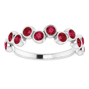 Abstract Bubble Pattern Gemstone Anniversary Band Bezel-Set Ring series 71894