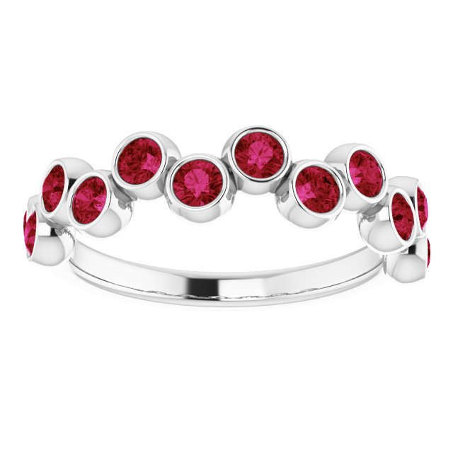Abstract Bubble Pattern Gemstone Anniversary Band Bezel-Set Ring series 71894