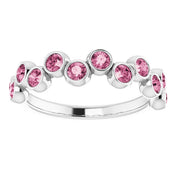 Abstract Bubble Pattern Gemstone Anniversary Band Bezel-Set Ring series 71894