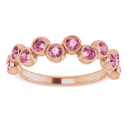 Abstract Bubble Pattern Gemstone Anniversary Band Bezel-Set Ring series 71894