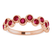 Abstract Bubble Pattern Gemstone Anniversary Band Bezel-Set Ring series 71894