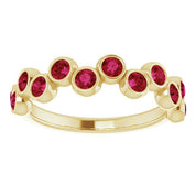 Abstract Bubble Pattern Gemstone Anniversary Band Bezel-Set Ring series 71894
