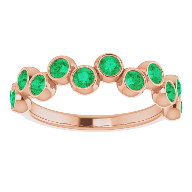14K Rose Lab-Grown Emerald Bezel-Set Ring