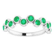 Platinum Lab-Grown Emerald Bezel-Set Ring