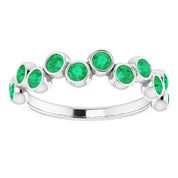 Platinum Lab-Grown Emerald Bezel-Set Ring