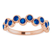 14K Rose Lab-Grown Blue Sapphire Bezel-Set Ring