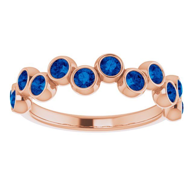 14K Rose Lab-Grown Blue Sapphire Bezel-Set Ring