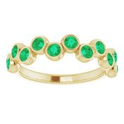 14K Yellow Lab-Grown Emerald Bezel-Set Ring