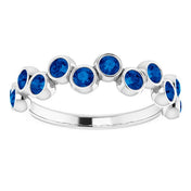Platinum Lab-Grown Blue Sapphire Bezel-Set Ring