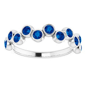 Platinum Lab-Grown Blue Sapphire Bezel-Set Ring