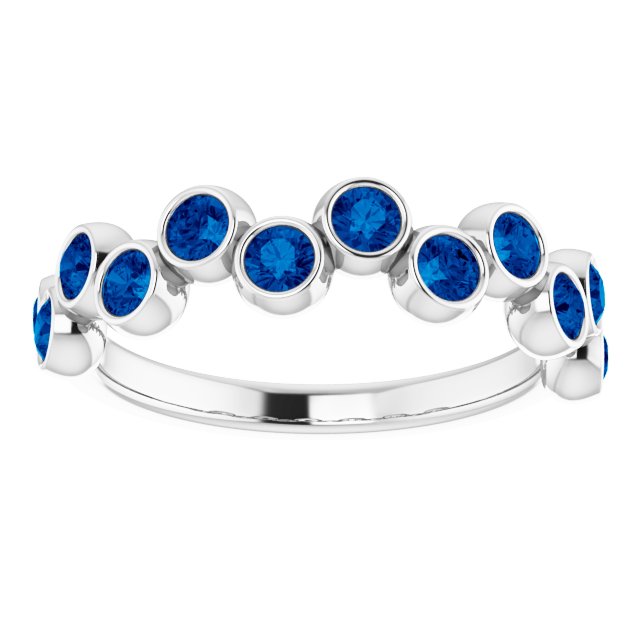 Platinum Lab-Grown Blue Sapphire Bezel-Set Ring