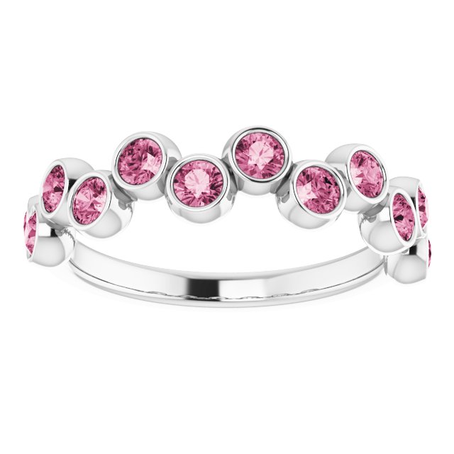 Abstract Bubble Pattern Gemstone Anniversary Band Bezel-Set Ring series 71894