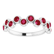 Abstract Bubble Pattern Gemstone Anniversary Band Bezel-Set Ring series 71894