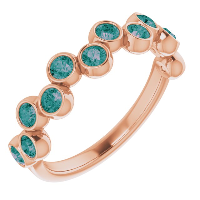 14K Rose Lab-Grown Alexandrite Bezel-Set Ring