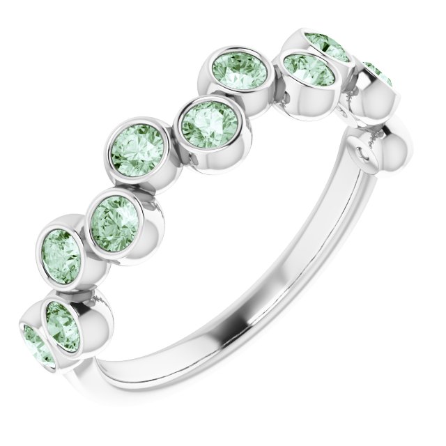 14K White Lab-Grown Alexandrite Bezel-Set Ring