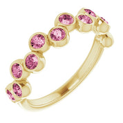 Abstract Bubble Pattern Gemstone Anniversary Band Bezel-Set Ring series 71894