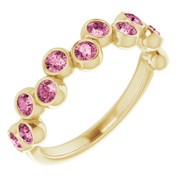Abstract Bubble Pattern Gemstone Anniversary Band Bezel-Set Ring series 71894