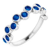 Platinum Lab-Grown Blue Sapphire Bezel-Set Ring