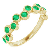 14K Yellow Lab-Grown Emerald Bezel-Set Ring