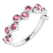 Abstract Bubble Pattern Gemstone Anniversary Band Bezel-Set Ring series 71894