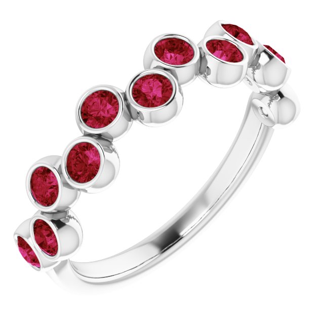 Abstract Bubble Pattern Gemstone Anniversary Band Bezel-Set Ring series 71894