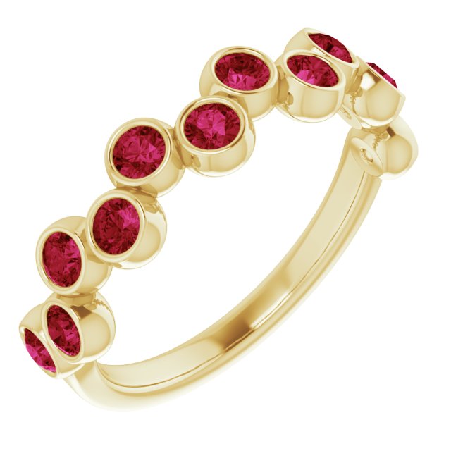 Abstract Bubble Pattern Gemstone Anniversary Band Bezel-Set Ring series 71894