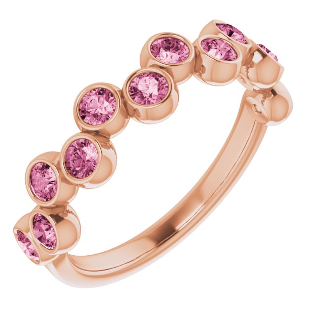 Abstract Bubble Pattern Gemstone Anniversary Band Bezel-Set Ring series 71894