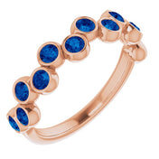 14K Rose Lab-Grown Blue Sapphire Bezel-Set Ring