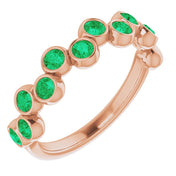 14K Rose Lab-Grown Emerald Bezel-Set Ring