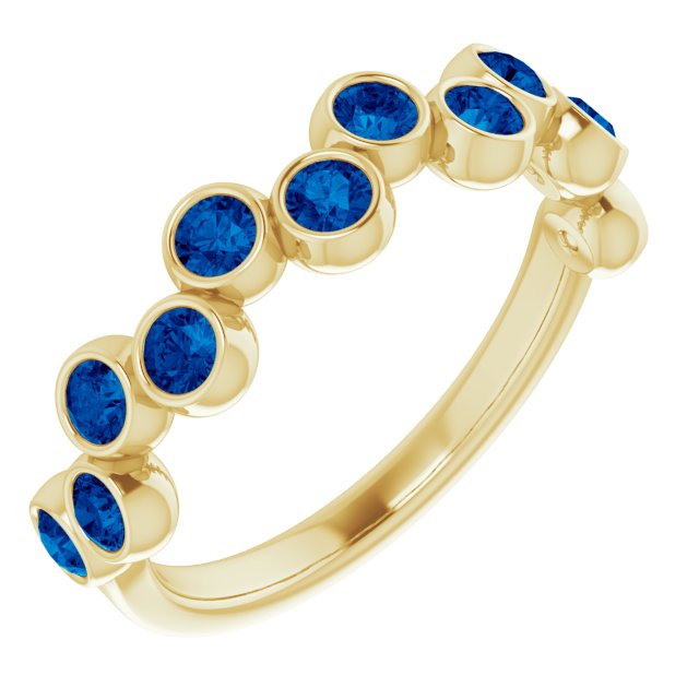 14K Yellow Lab-Grown Blue Sapphire Bezel-Set Ring