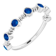 Platinum Lab-Grown Blue Sapphire Bezel-Set Ring