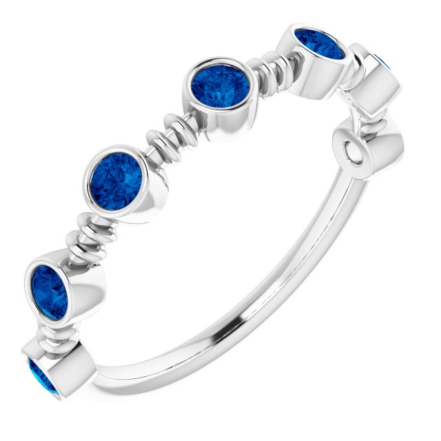 Platinum Lab-Grown Blue Sapphire Bezel-Set Ring